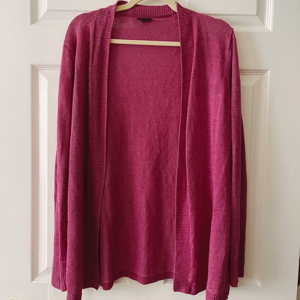 Talbots | Magenta Open Knit Cardigan | Size XL
